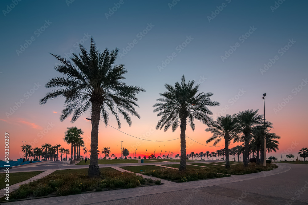 Wonderful Sunrise view in Al khobar Corniche park - Saudi Arabia.
