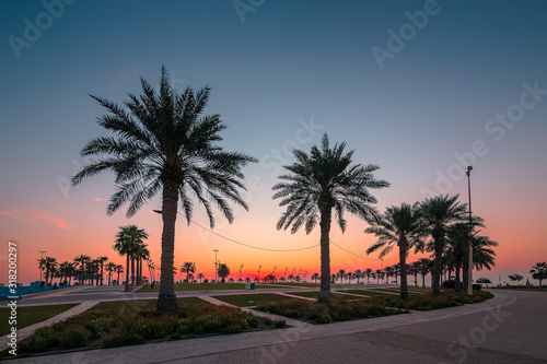 Wonderful Sunrise view in Al khobar Corniche park - Saudi Arabia. © AFZALKHAN