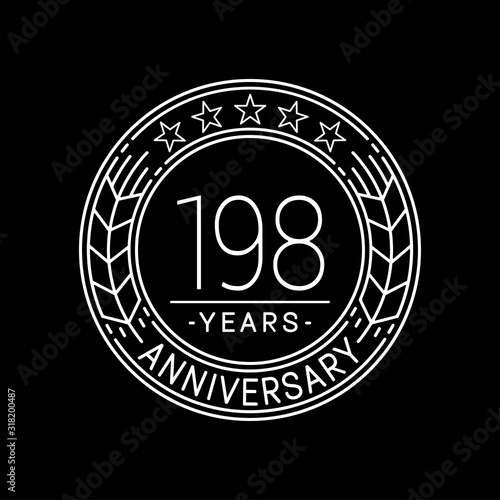 198 years anniversary logo template. 198th line art vector and illustration. photo