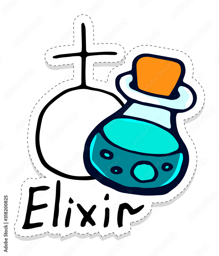Alchemical element elixir. Medieval alchemical sign. The sticker is ...