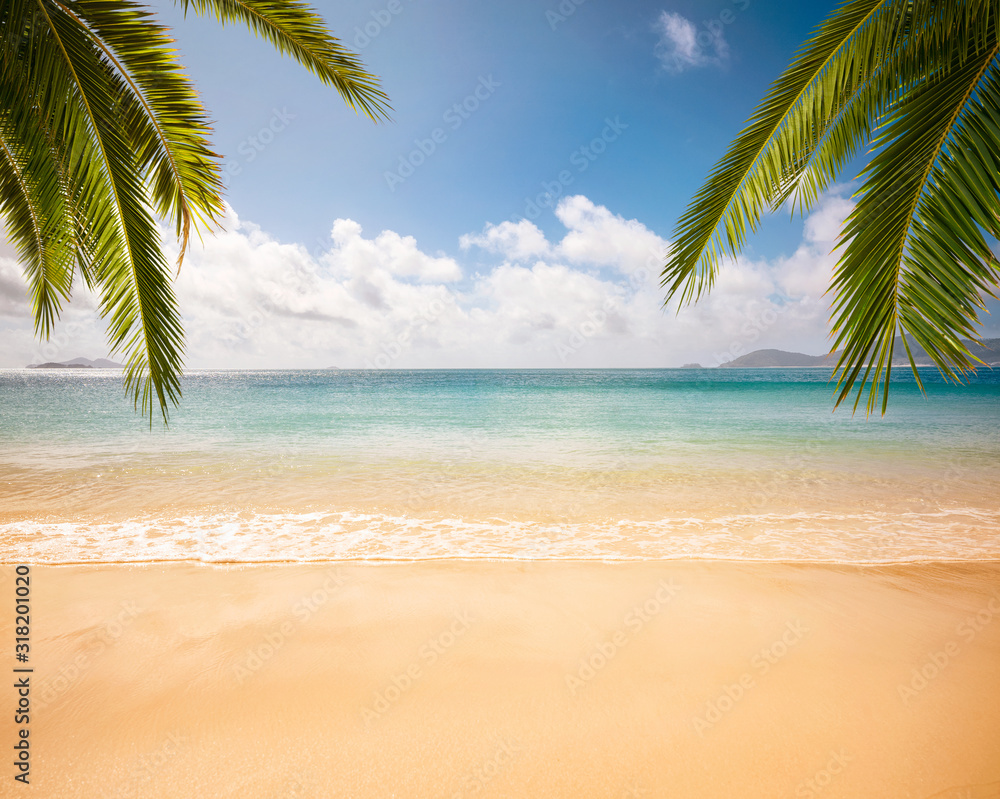 Empty tropical beach background with copy space