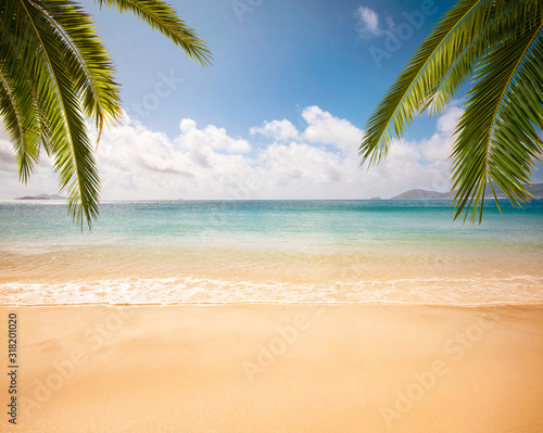 Empty tropical beach background with copy space © rangizzz