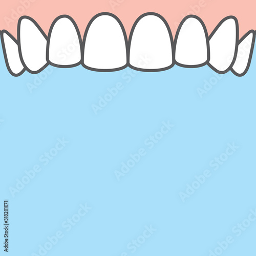 Blank banner Upper healthy teeth illustration vector on blue background. Dental concept.
