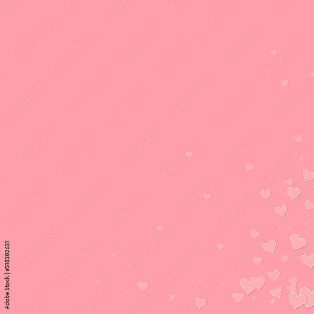 Pink heart love confettis. Valentine's day corner Pink heart love confettis. Valentine's day corner