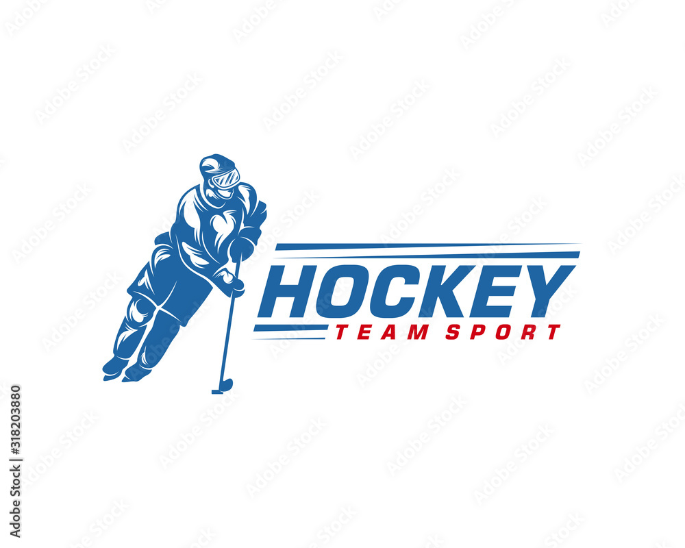 Fototapeta premium Hockey logo template. Player Hockey vector design. Illustration of hockey player