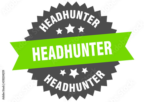 headhunter sign. headhunter circular band label. round headhunter sticker