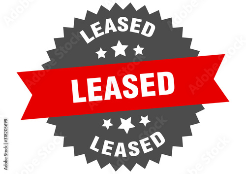 leased sign. leased circular band label. round leased sticker