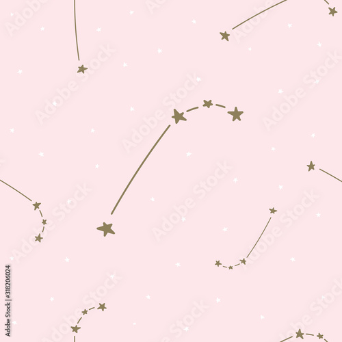 Fototapeta Naklejka Na Ścianę i Meble -  Constellation stars set horoscope decoration seamless pattern