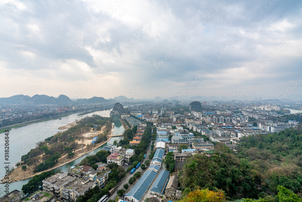An aerial view of guilin city, guangxi province, China An aerial view of guilin city, guangxi province, China