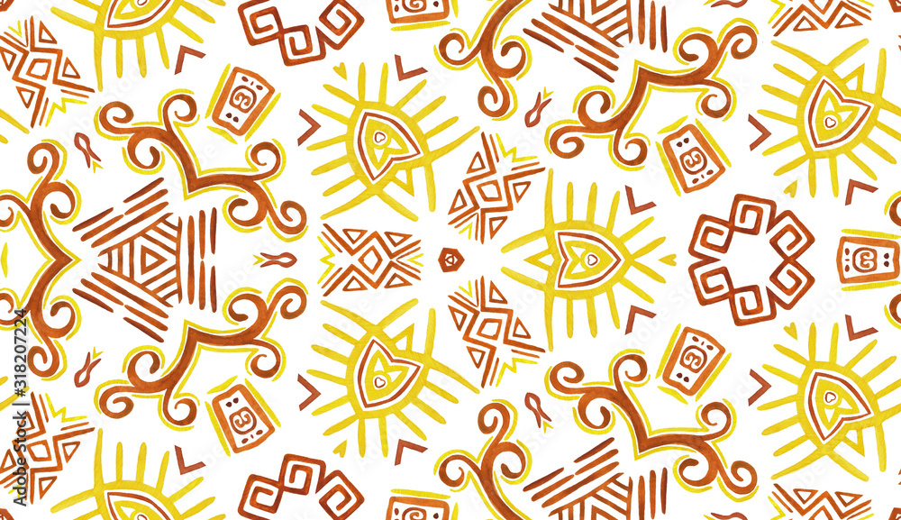 Stylized african tribal colorful motif in ethnic style. Geometric seamless pattern for site backgrounds, wallpaper, wrapping paper, fashion design and decor. Stylized african tribal colorful motif in ethnic style. Geometric seamless pattern for site backgrounds, wallpaper, wrapping paper, fashion design and decor.