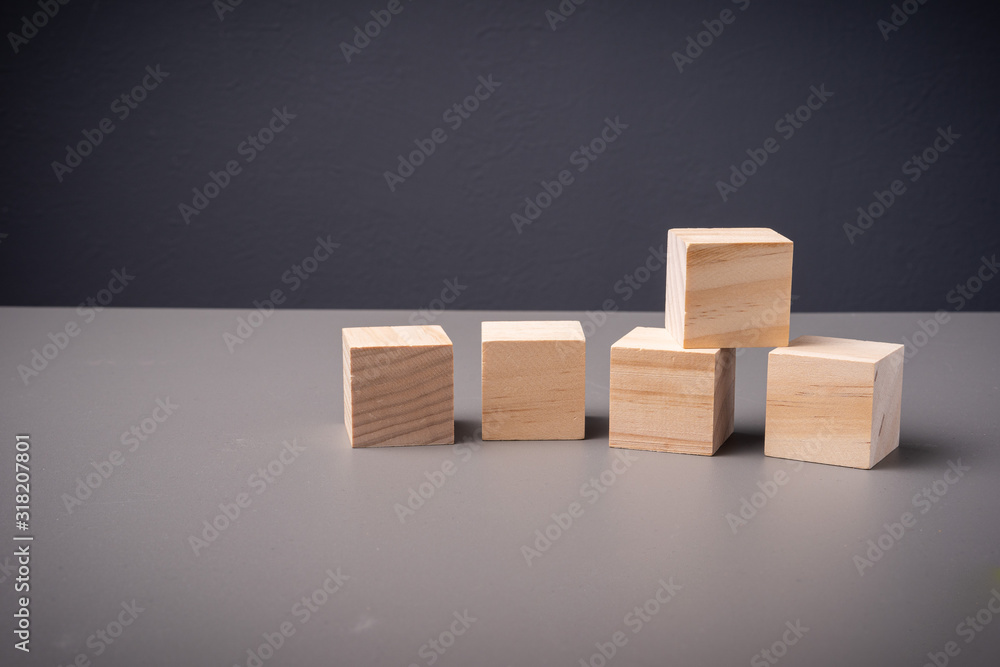 Wooden blocks arranged on a table with copy space Wooden blocks arranged on a table with copy space