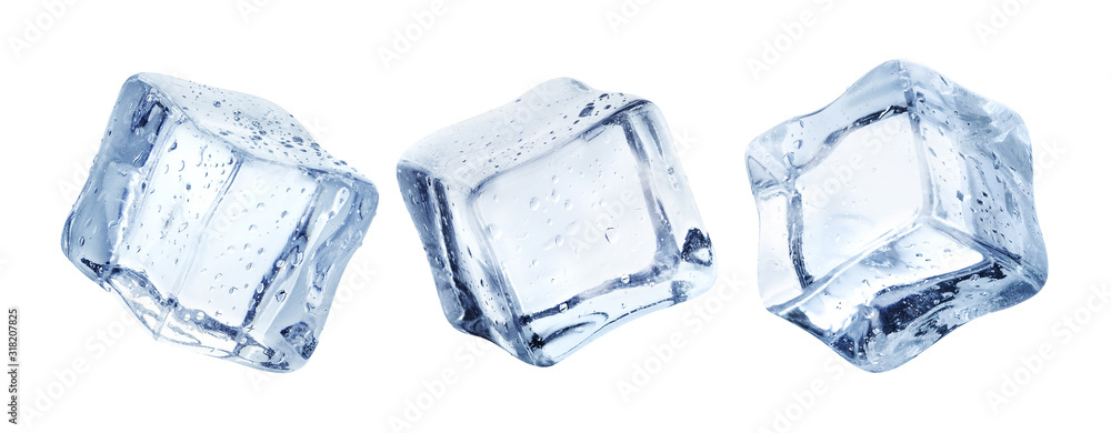 Set of ice cubes, isolated on white Set of ice cubes, isolated on white
