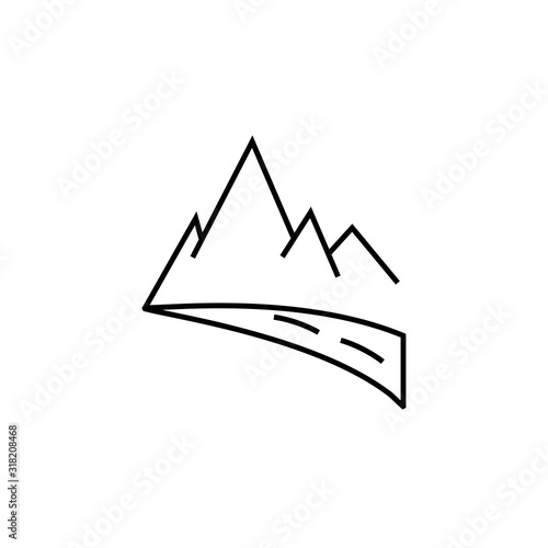 goal, mountain, achievements, nature line icon on white background