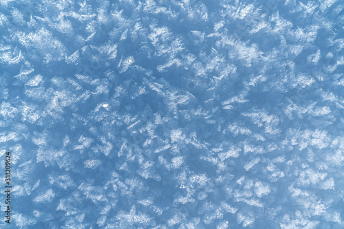 Snow crust top view winter high definition white background.