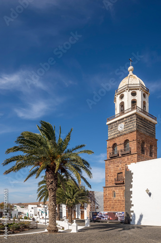 The beautiful church Iglesia Matriz de Nuestra Señora de Guadalupe in Teguise, Lanzarote, Canary Islands, Spain