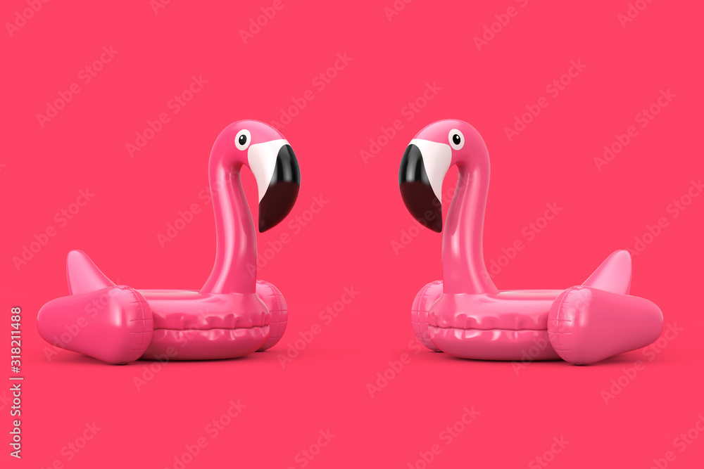 Summer Swimming Pool Inflantable Rubber Pink Flamingo Toy. 3d Rendering Summer Swimming Pool Inflantable Rubber Pink Flamingo Toy. 3d Rendering