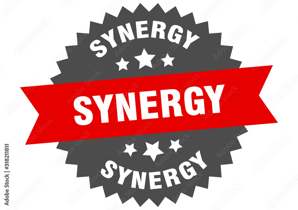 synergy sign. synergy circular band label. round synergy sticker synergy sign. synergy circular band label. round synergy sticker