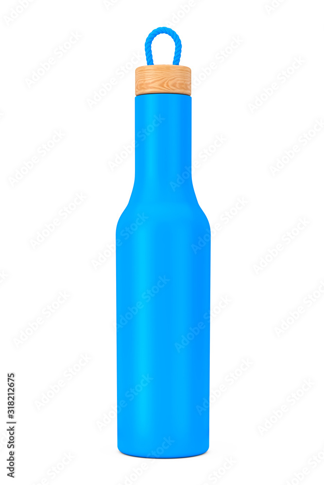 Blue Modern Bottle Mockup with Wooden Cap. 3d Rendering Blue Modern Bottle Mockup with Wooden Cap. 3d Rendering