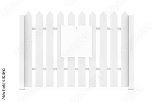 Blank White Paper for Your Design Hanging on a White Wooden Fence. 3d Rendering