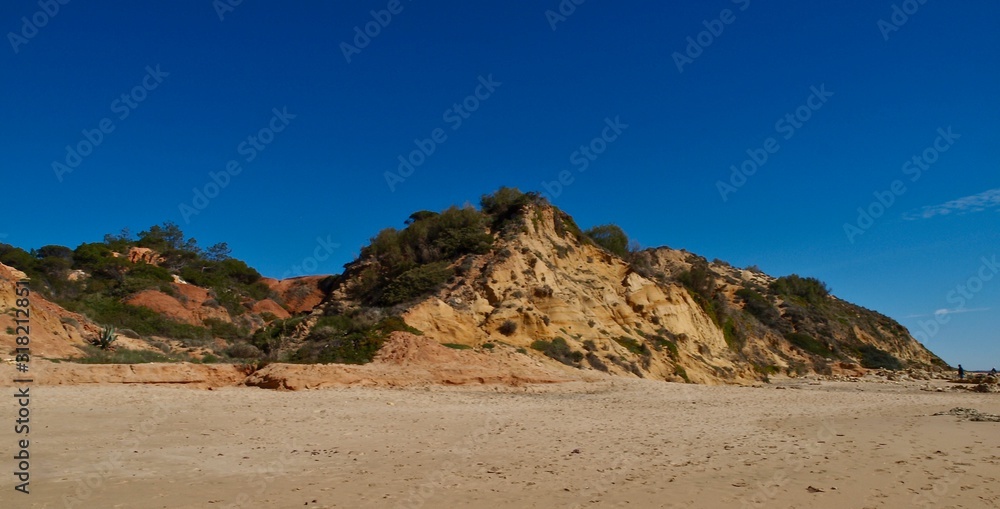 Beautiful beach Praia da Oura in Albufeira at the blue Atlantic ocean Beautiful beach Praia da Oura in Albufeira at the blue Atlantic ocean