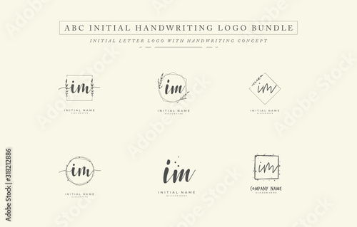 Initial letter I M IM bundle for identity and logo. Vector logo template with handwriting and signature style. © D'Graphic Studio