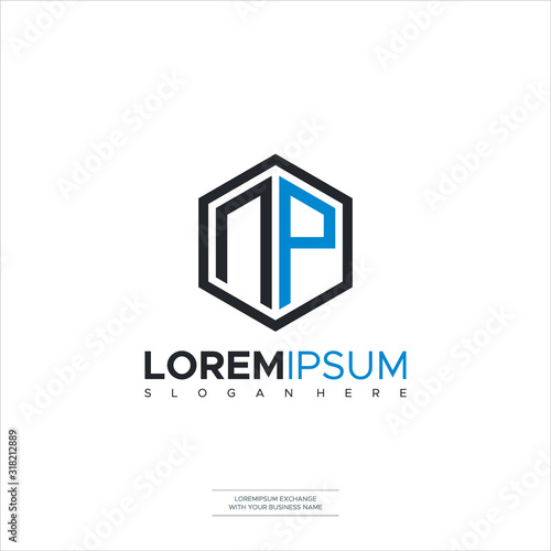 NP logo letter initial, Abstract polygonal Logo