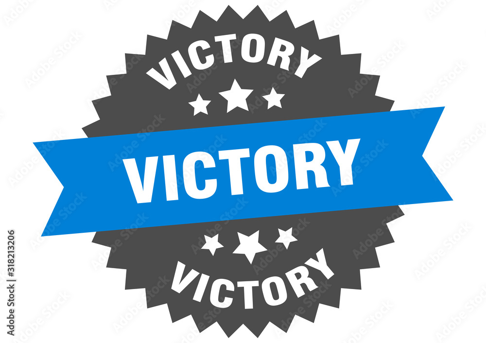 Fototapeta premium victory sign. victory circular band label. round victory sticker