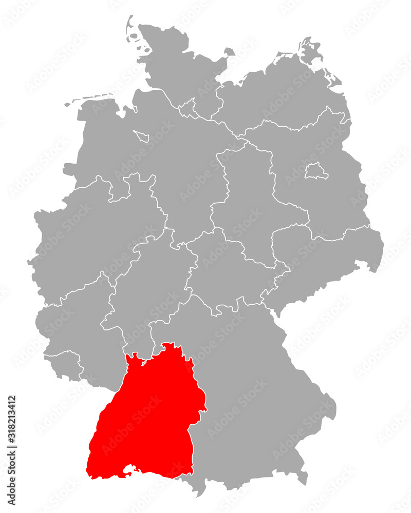 Karte von Baden-Württemberg in Deutschland
