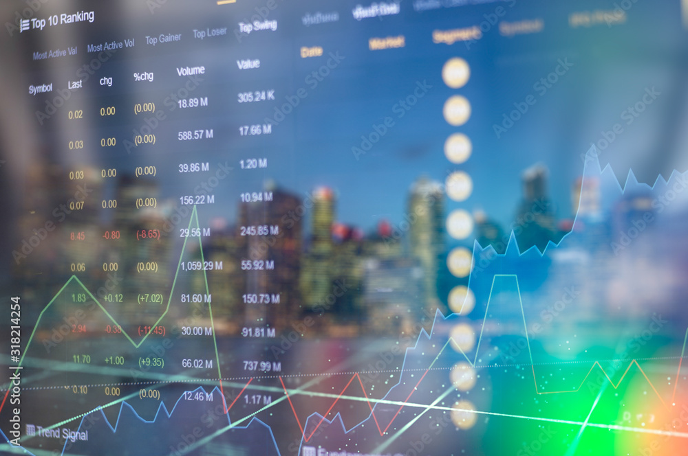 Stock market digital graph chart on LED display concept. A large display of daily stock market price and quotation. Indicator financial forex trade education background. Stock market digital graph chart on LED display concept. A large display of daily stock market price and quotation. Indicator financial forex trade education background.