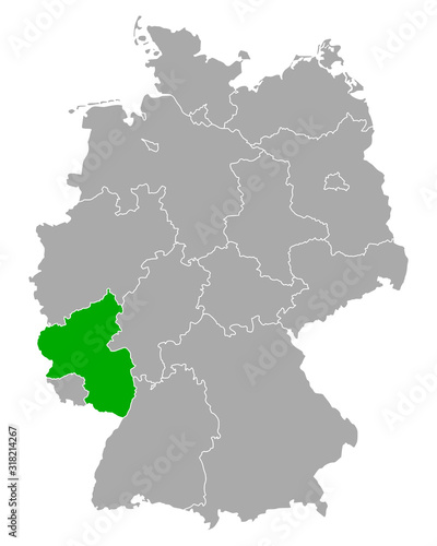 Karte von Rheinland-Pfalz in Deutschland