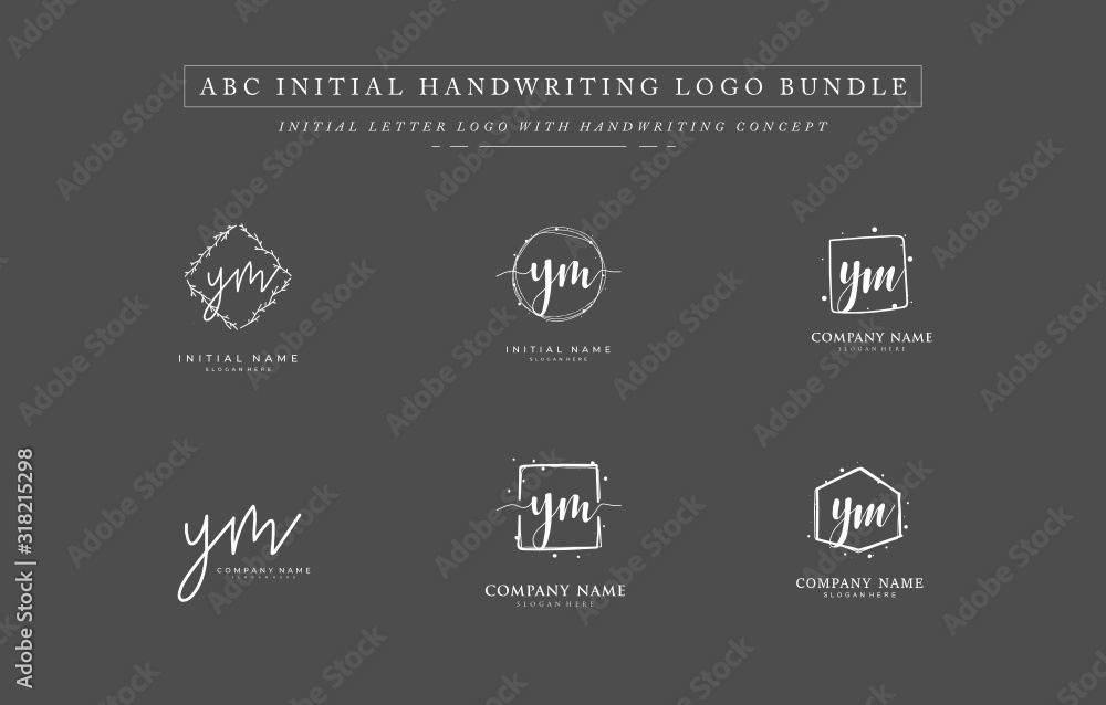 Initial letter Y M YM bundle for identity and logo. Vector logo template with handwriting and signature style. Initial letter Y M YM bundle for identity and logo. Vector logo template with handwriting and signature style.