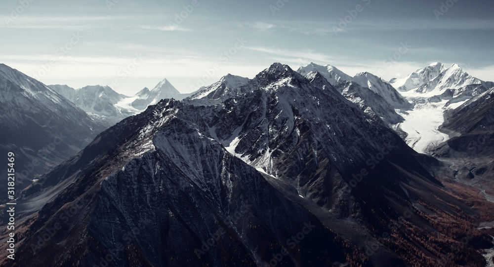 Autumn landscape in mountain valleys Autumn landscape in mountain valleys