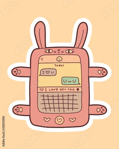 Cute animals stickers. Smiling animal vector clipart. Handdrawn domestic animals cat and dog isolated. Colorful icons for child birthday. Wild animal rabbit character. Farm animal cow and pig.