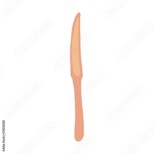 Knife in doodle style isolated on white background. Simple illustration