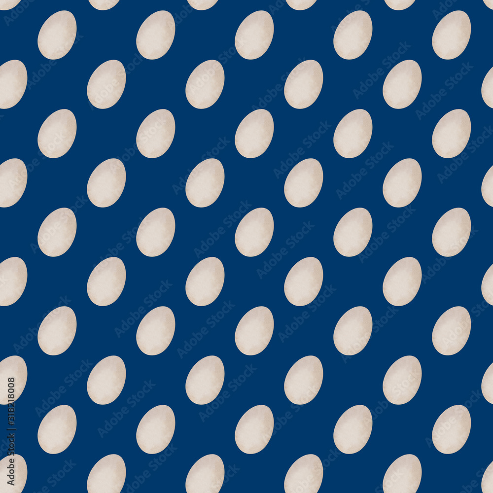 white eggs on a dark blue background. Seamless pattern
