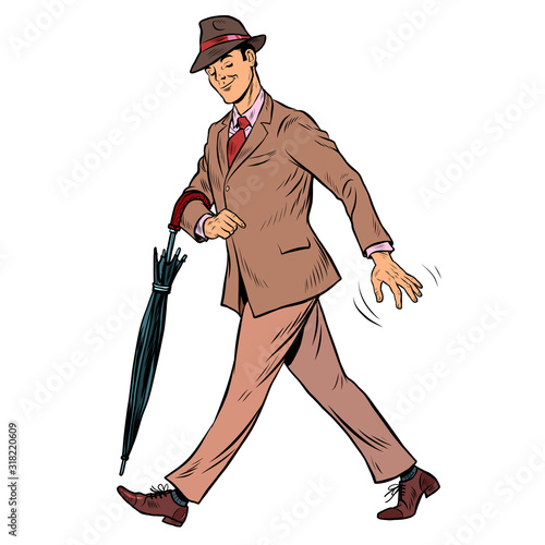 Elegant retro gentleman with an umbrella