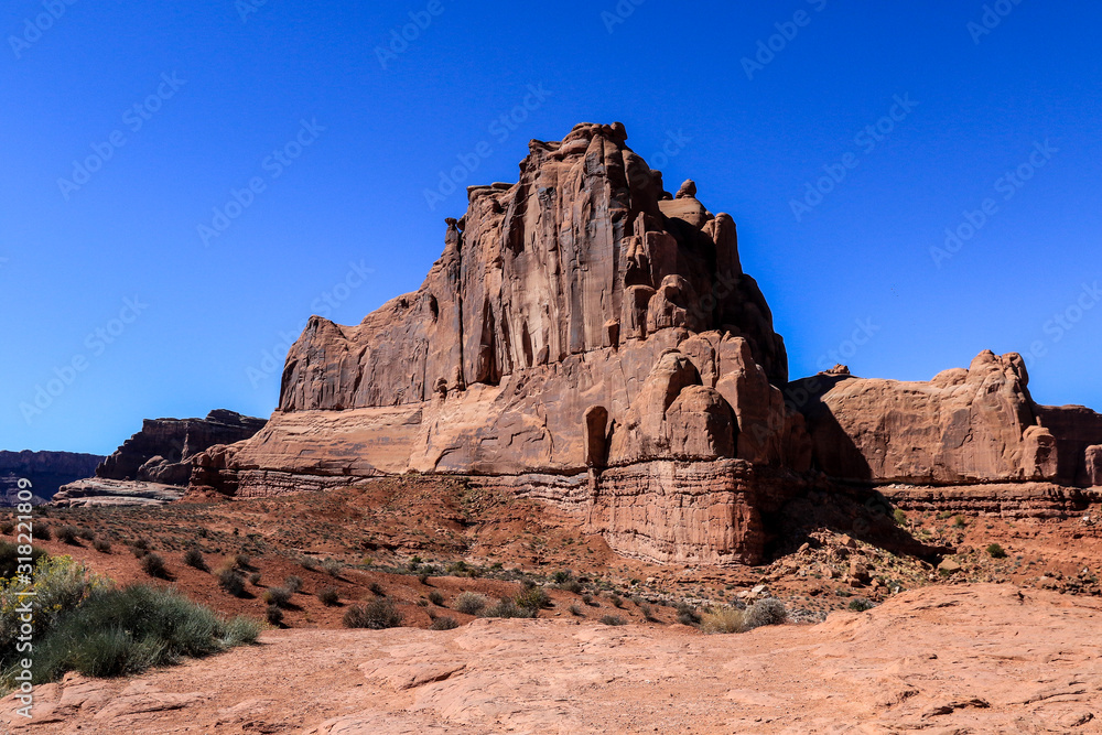 Great natural stone arches View in the Arches National Park, USA