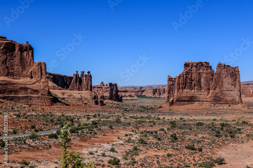 Panoramic View to the natural stone arches in Arches National Park, USA © Dave