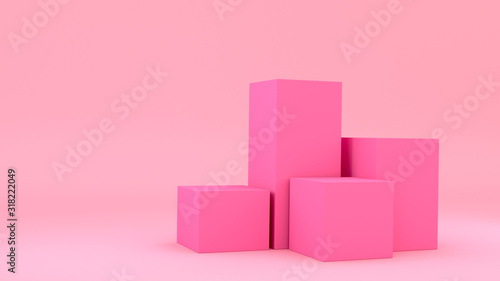 Empty pink box with free space. 3d rendering.