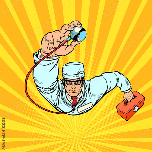 Male doctor therapist with stethoscope