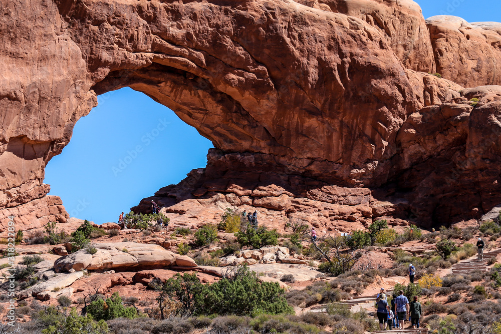 Great natural stone arches View in the Arches National Park, USA