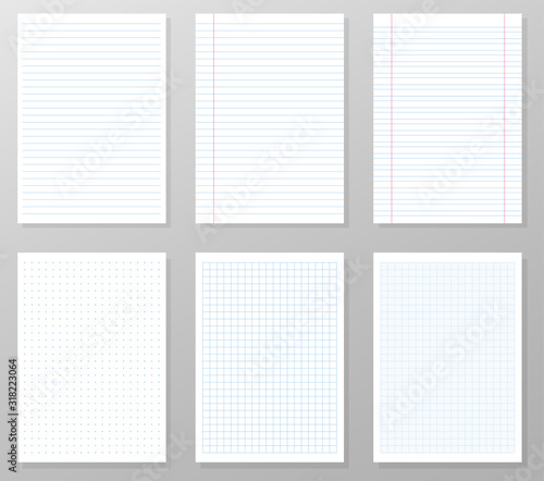 Notebook paper. Lines on paper for writing text And the guideline line for design work.