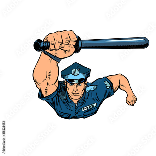 Police officer with a baton