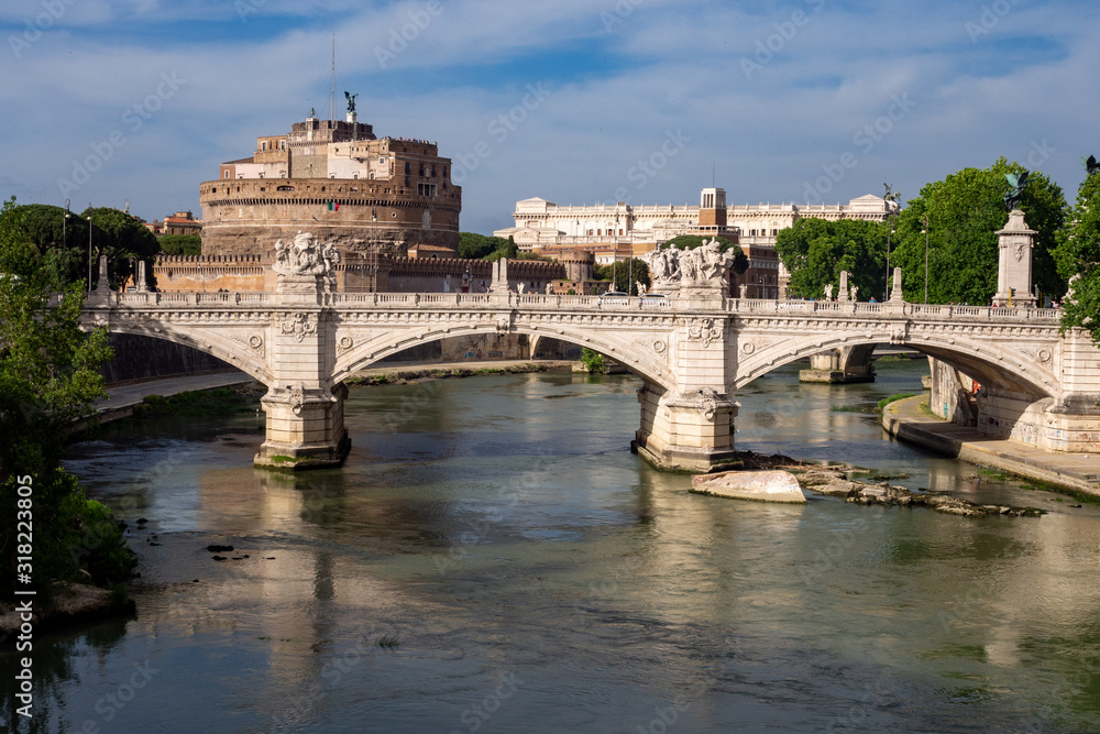 Castel Sant'Angelo by the Tiber river in Rome, Italy