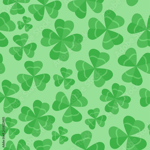 Seamless pattern with clover leaves. Saint Patrick's day background. Vector illustration