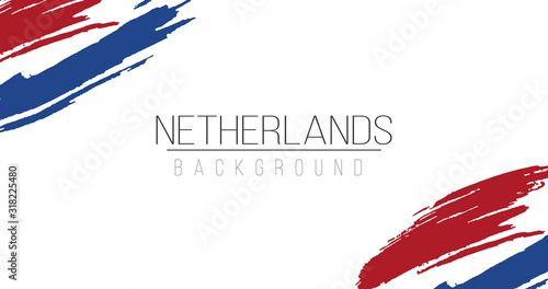 Netherlands flag brush style background with stripes. Stock vector illustration isolated on white background.