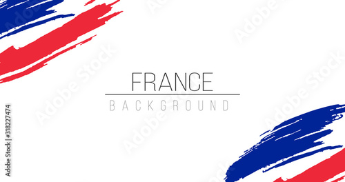 France flag brush style background with stripes. Stock vector illustration isolated on white background.