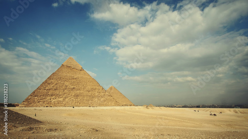 Pyramids of Giza with nice blue sky