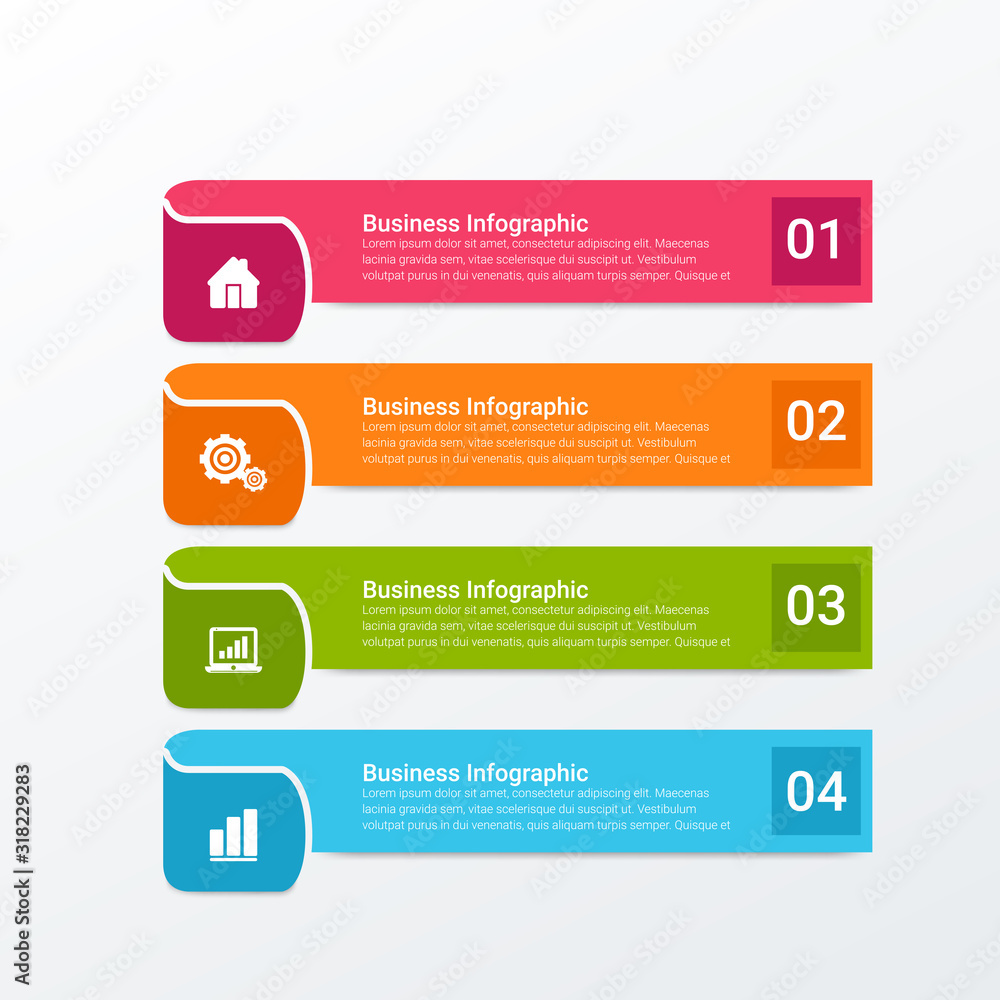 Business infographic template option step with full color icon, diagram infograph chart business presentation or web , Vector design element illustration Business infographic template option step with full color icon, diagram infograph chart business presentation or web , Vector design element illustration