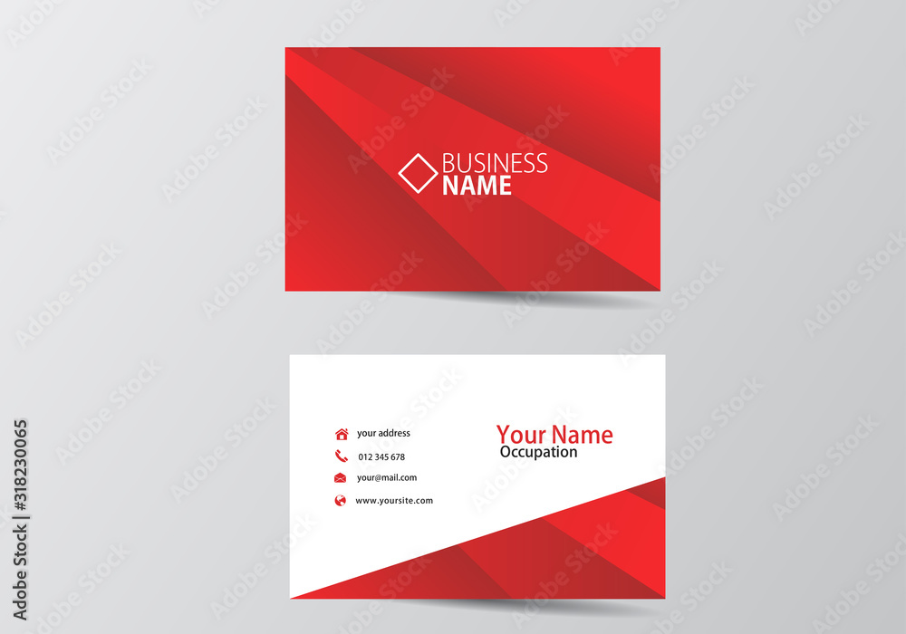 Red modern business card. visiting card template two sides Red modern business card. visiting card template two sides
